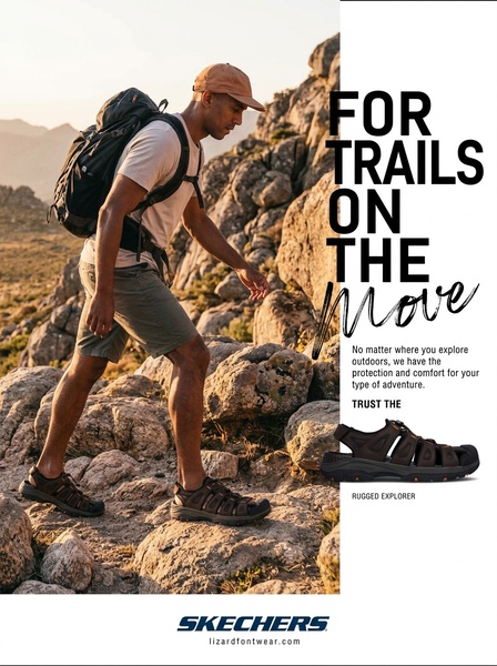 hiking sandals, outdoor sandals, trail sandals, adventure sandals, sport sandals, rugged sandals, brand awareness, product launch, outdoor, lifestyle, energetic, trustworthy, brown, neutral